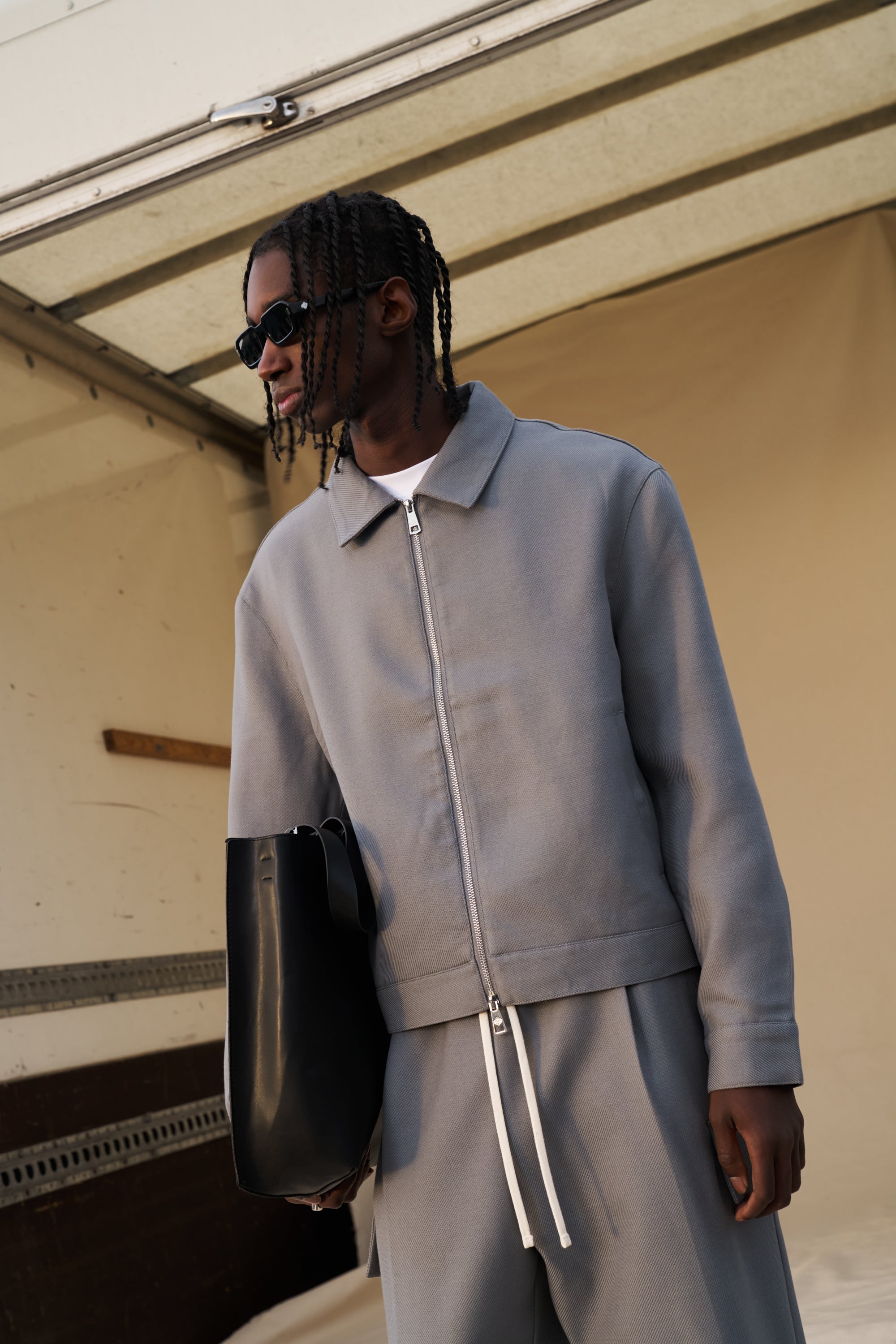 TAILORED WOOL BLEND JACKET - GREY MARL