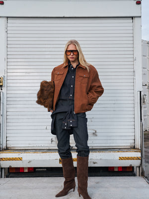 RELAXED LONG SLEEVE DENIM SHIRT - DARK INDIGO