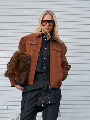 RELAXED LONG SLEEVE DENIM SHIRT - DARK INDIGO