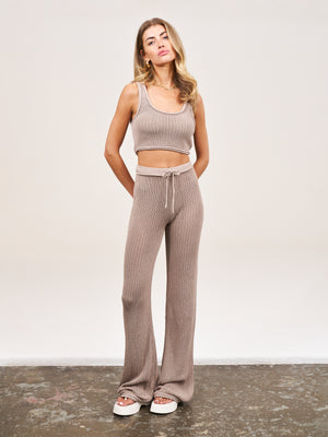KNITTED TROUSERS - BEIGE