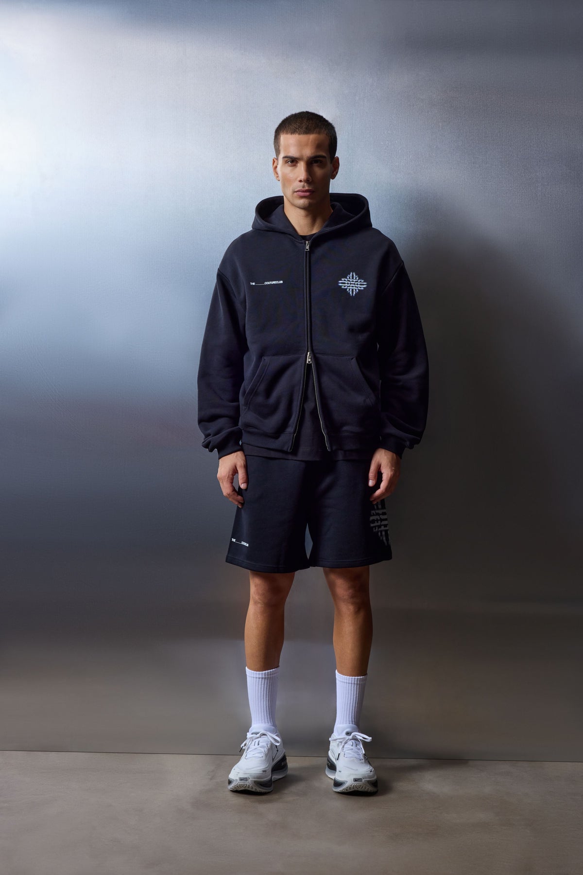 LUXURY IN MOTION GRAPHIC ZIP THROUGH HOODIE - BLACK