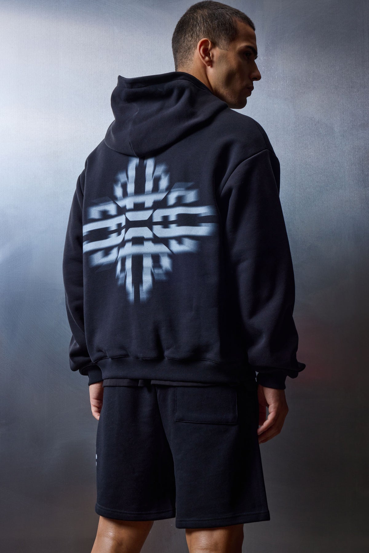 LUXURY IN MOTION GRAPHIC ZIP THROUGH HOODIE - BLACK
