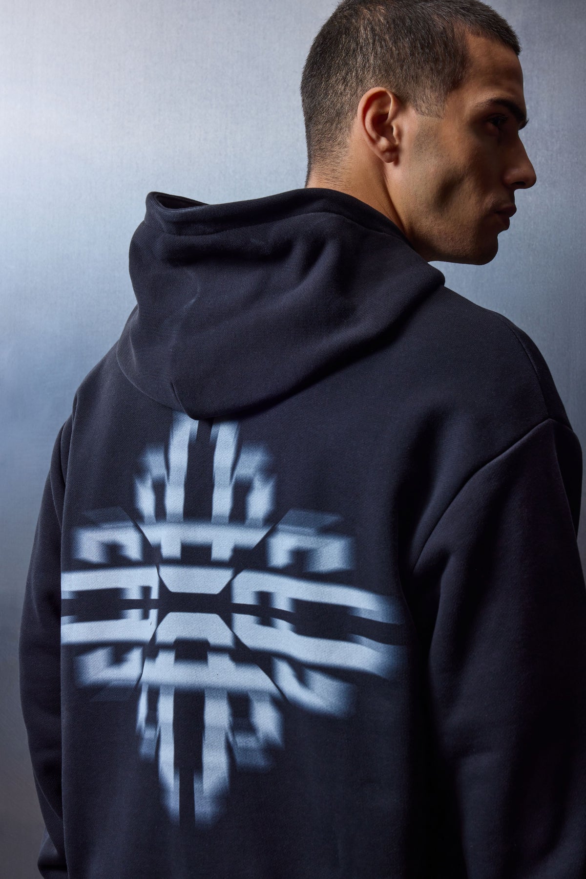 LUXURY IN MOTION GRAPHIC ZIP THROUGH HOODIE - BLACK