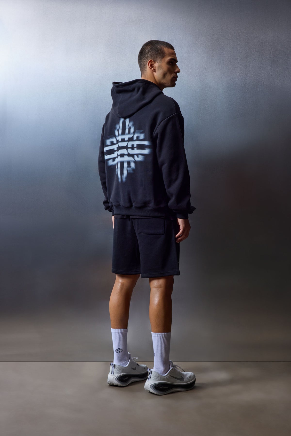 LUXURY IN MOTION GRAPHIC ZIP THROUGH HOODIE - BLACK