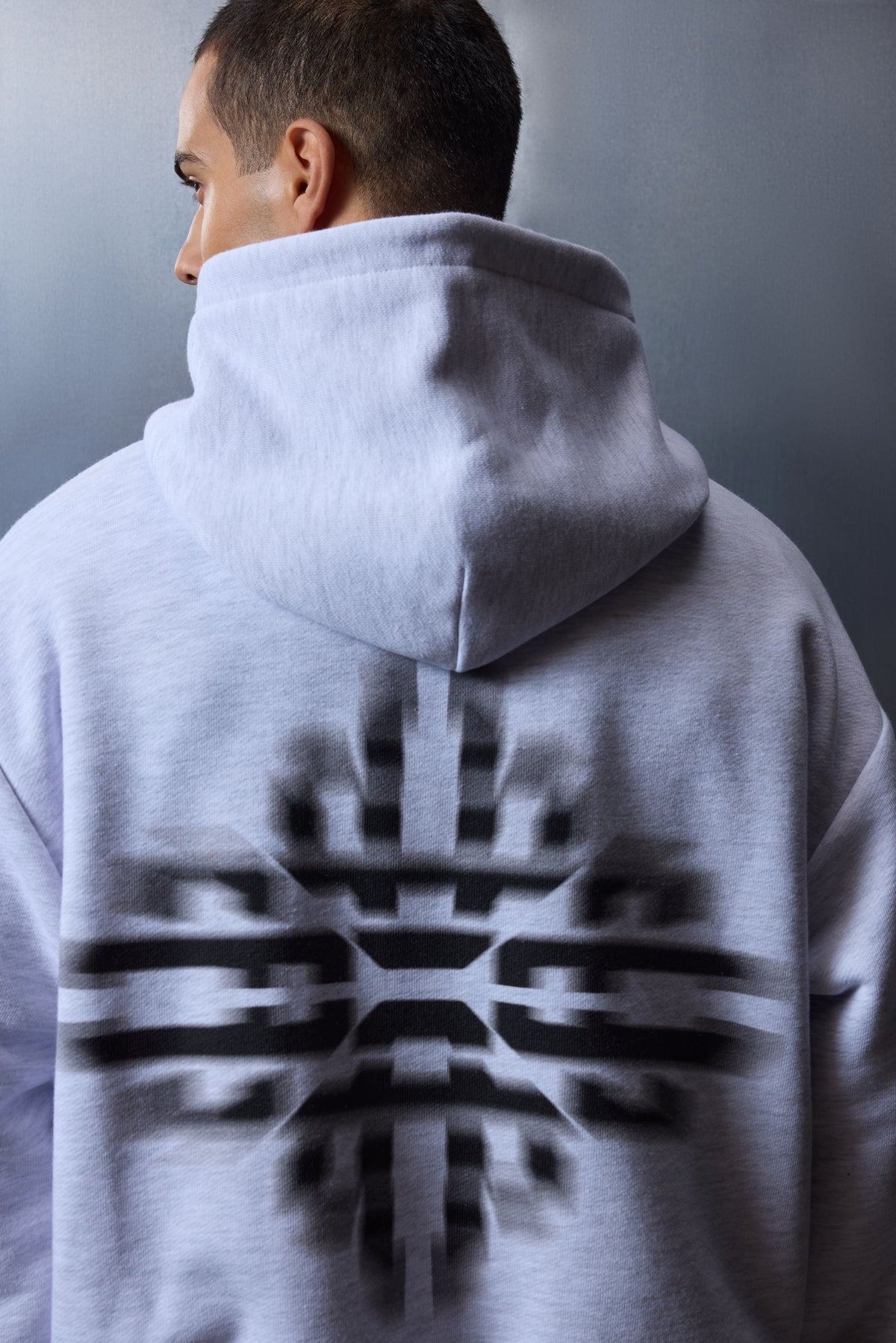 LUXURY IN MOTION GRAPHIC ZIP THROUGH HOODIE - GREY MARL