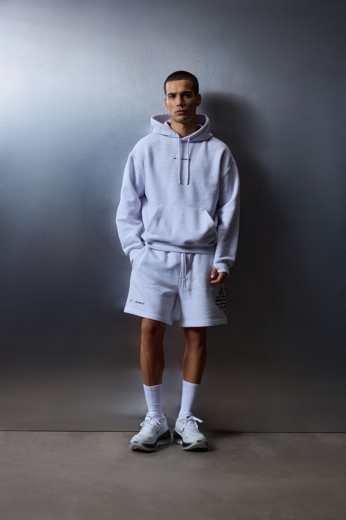 LUXURY IN MOTION GRAPHIC HOODIE - GREY MARL