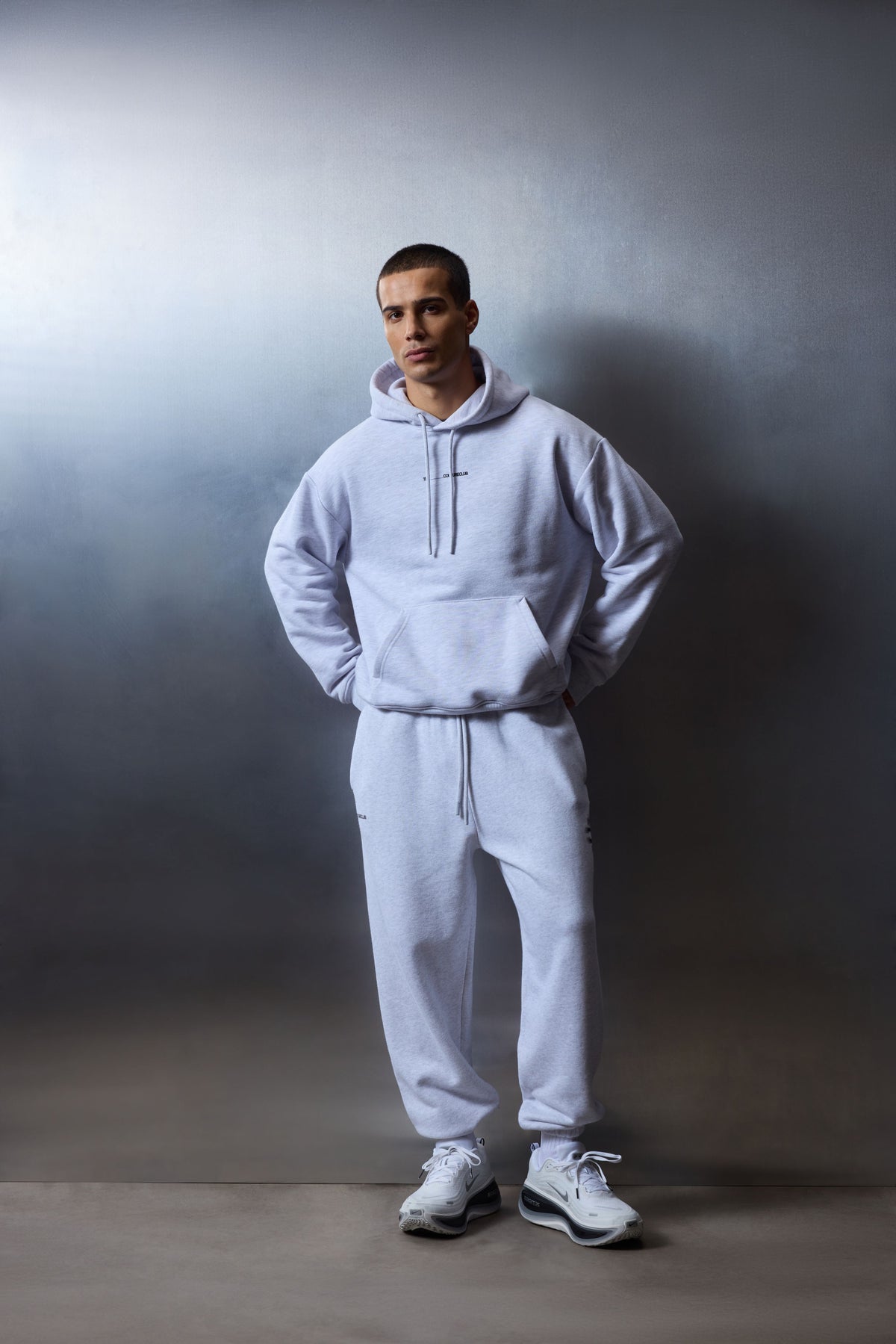 LUXURY IN MOTION GRAPHIC HOODIE - GREY MARL