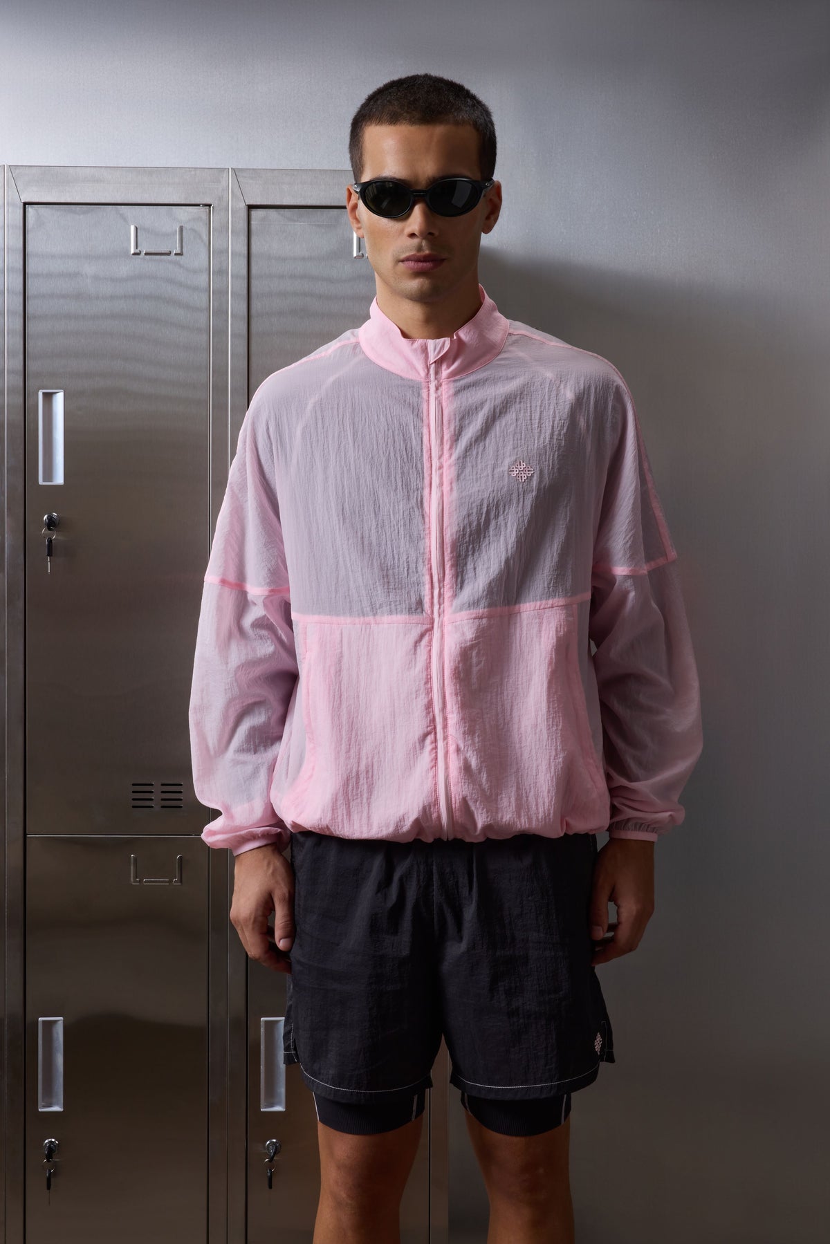 TRANSLUCENT FUNNEL NECK WINDBREAKER - PINK