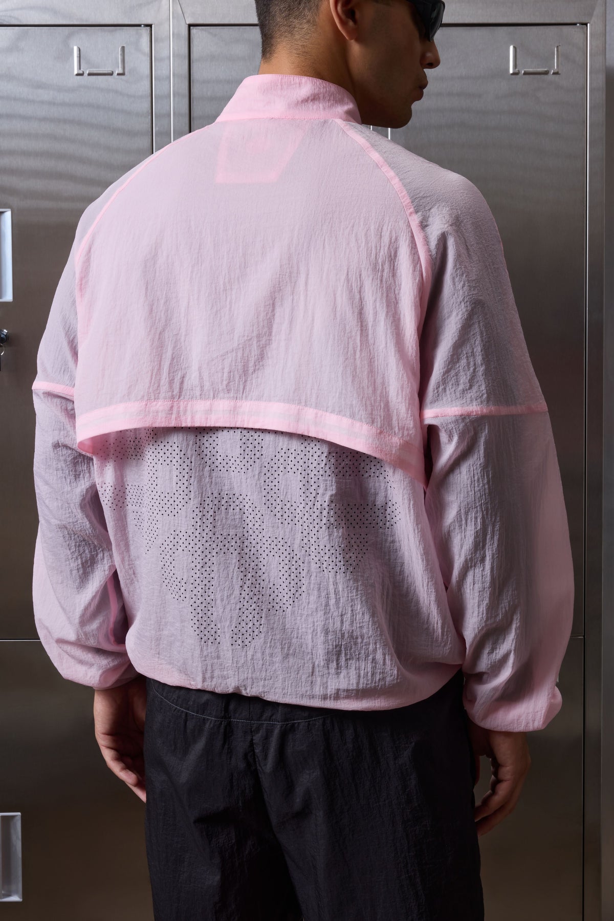 TRANSLUCENT FUNNEL NECK WINDBREAKER - PINK