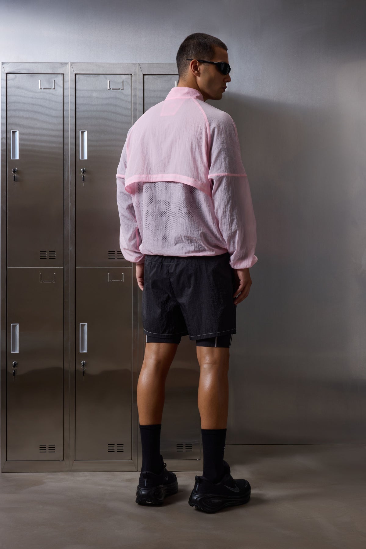 TRANSLUCENT FUNNEL NECK WINDBREAKER - PINK