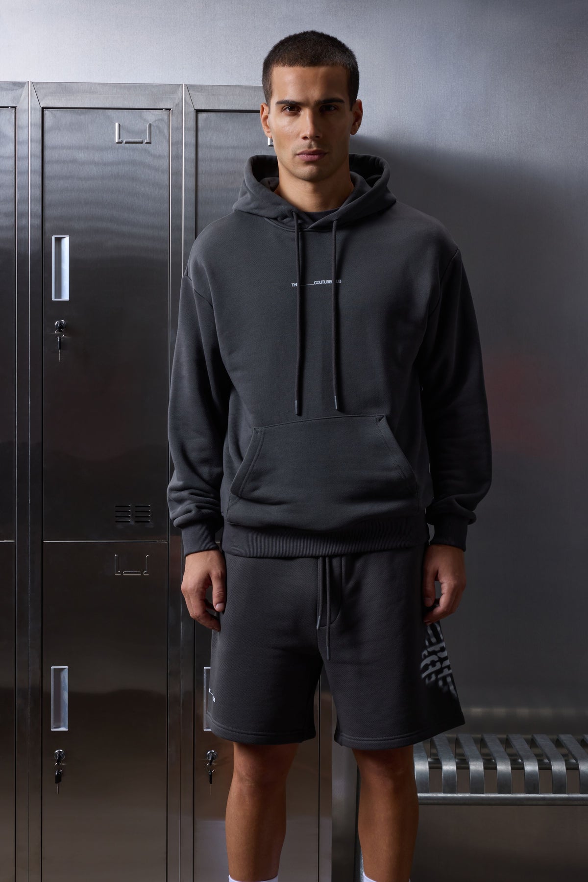 LUXURY IN MOTION GRAPHIC HOODIE - CHARCOAL