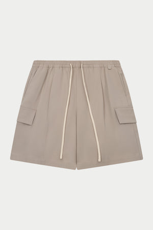WIDE LEG SIDE POCKET SHORTS - BEIGE