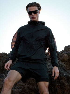 TRANSLUCENT WINDBREAKER - BLACK