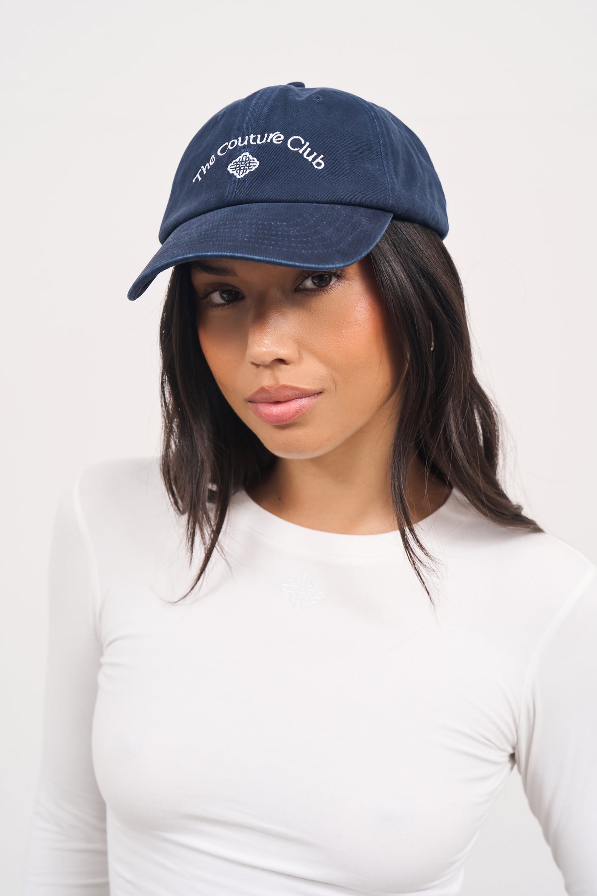 Couture Emblem Washed Cap - Navy