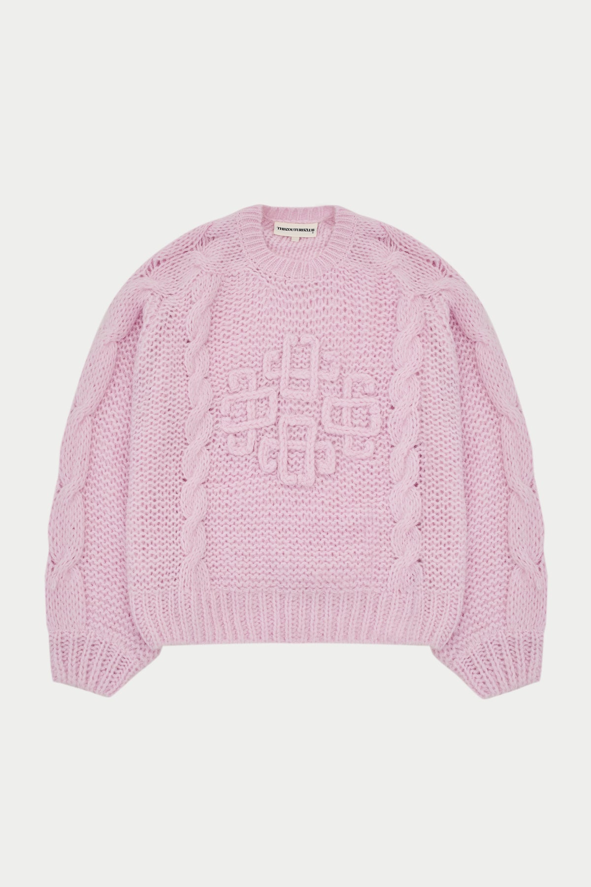 EMBLEM PLAITED OVERSIZED KNIT JUMPER - PINK