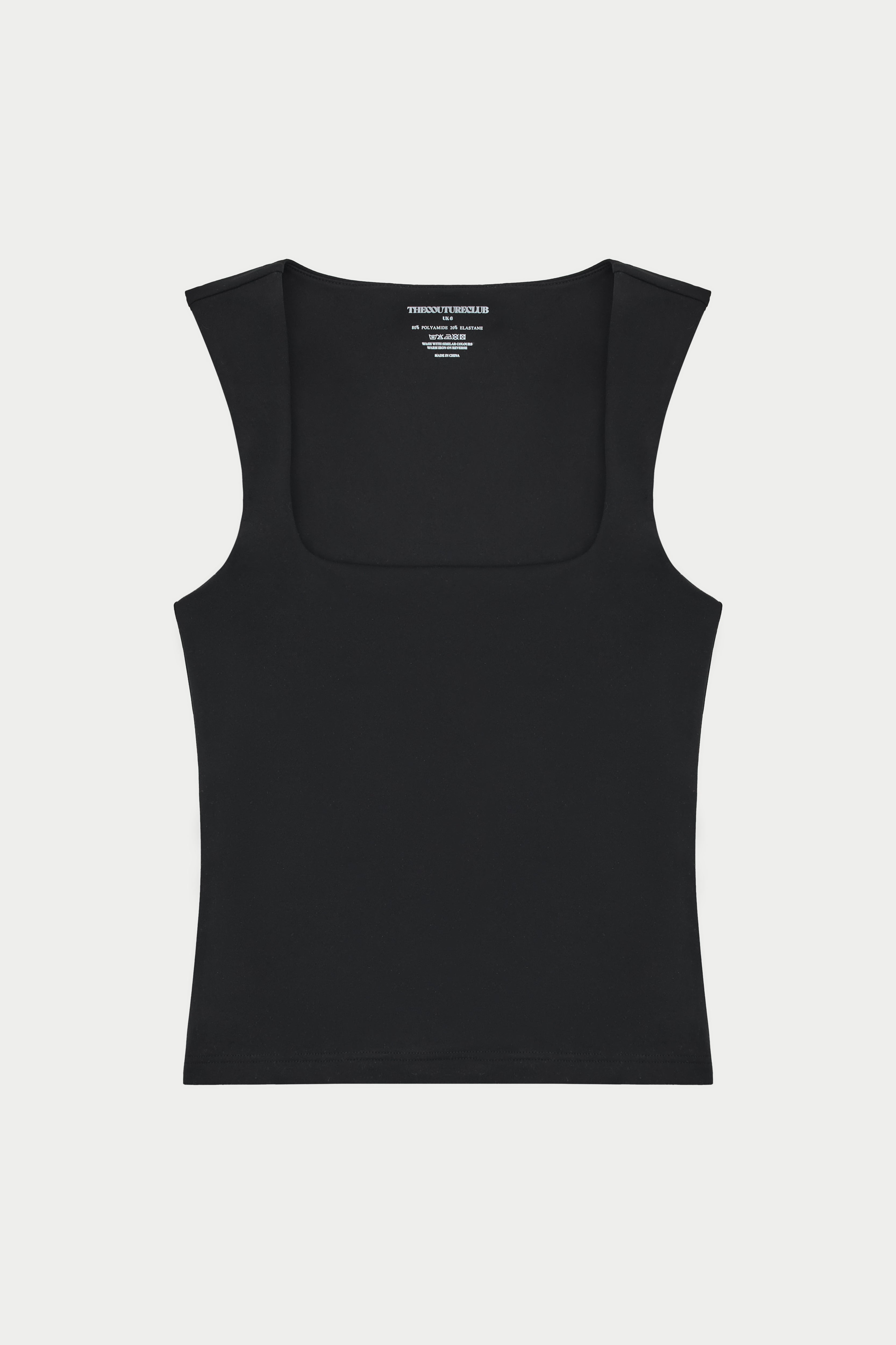 SCULPTING STRETCH SCOOP NECK TOP - BLACK