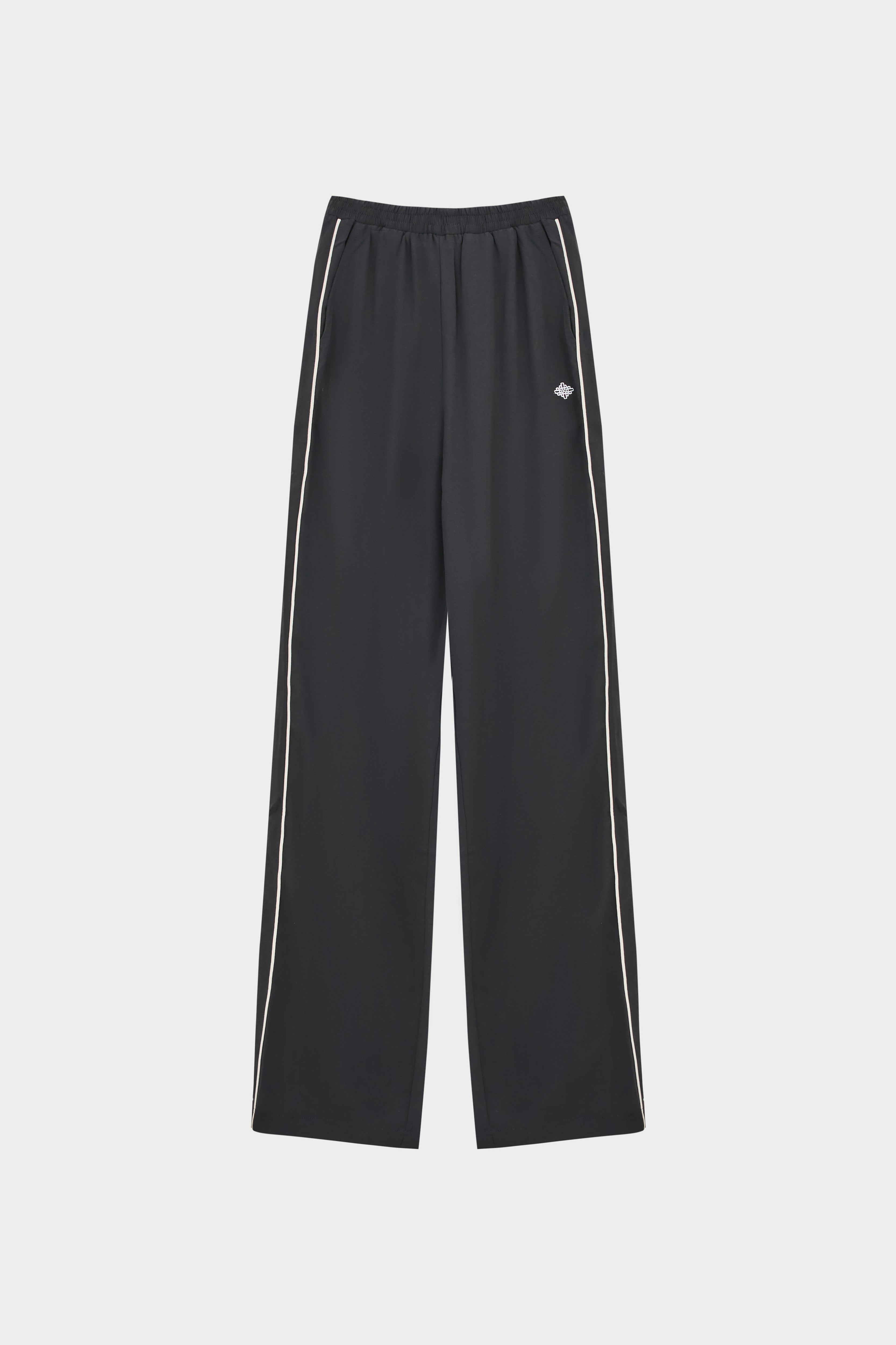 EMBLEM PIPED STRAIGHT LEG JOGGERS - BLACK