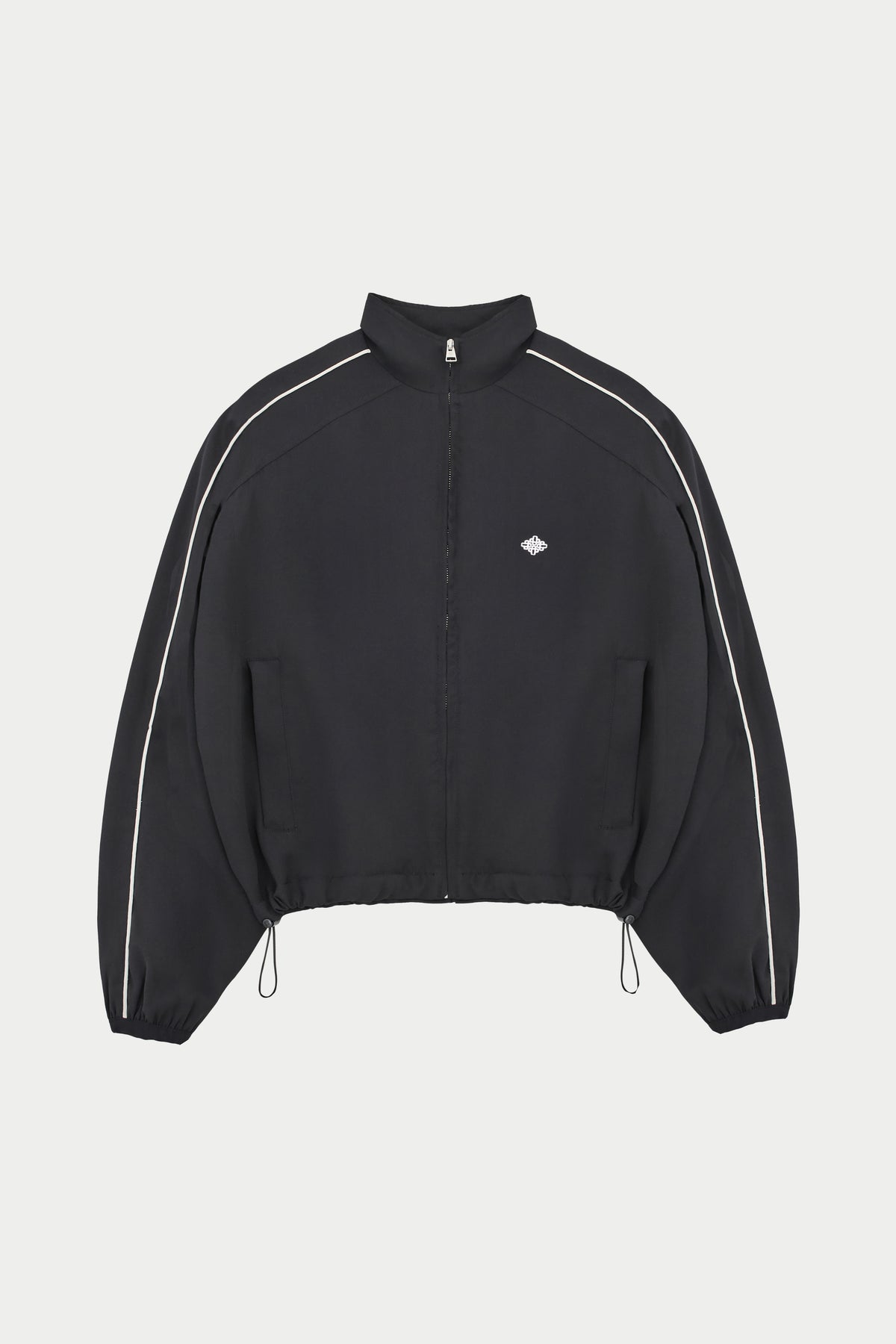 Emblem Piped Zip Through Jacket - Black