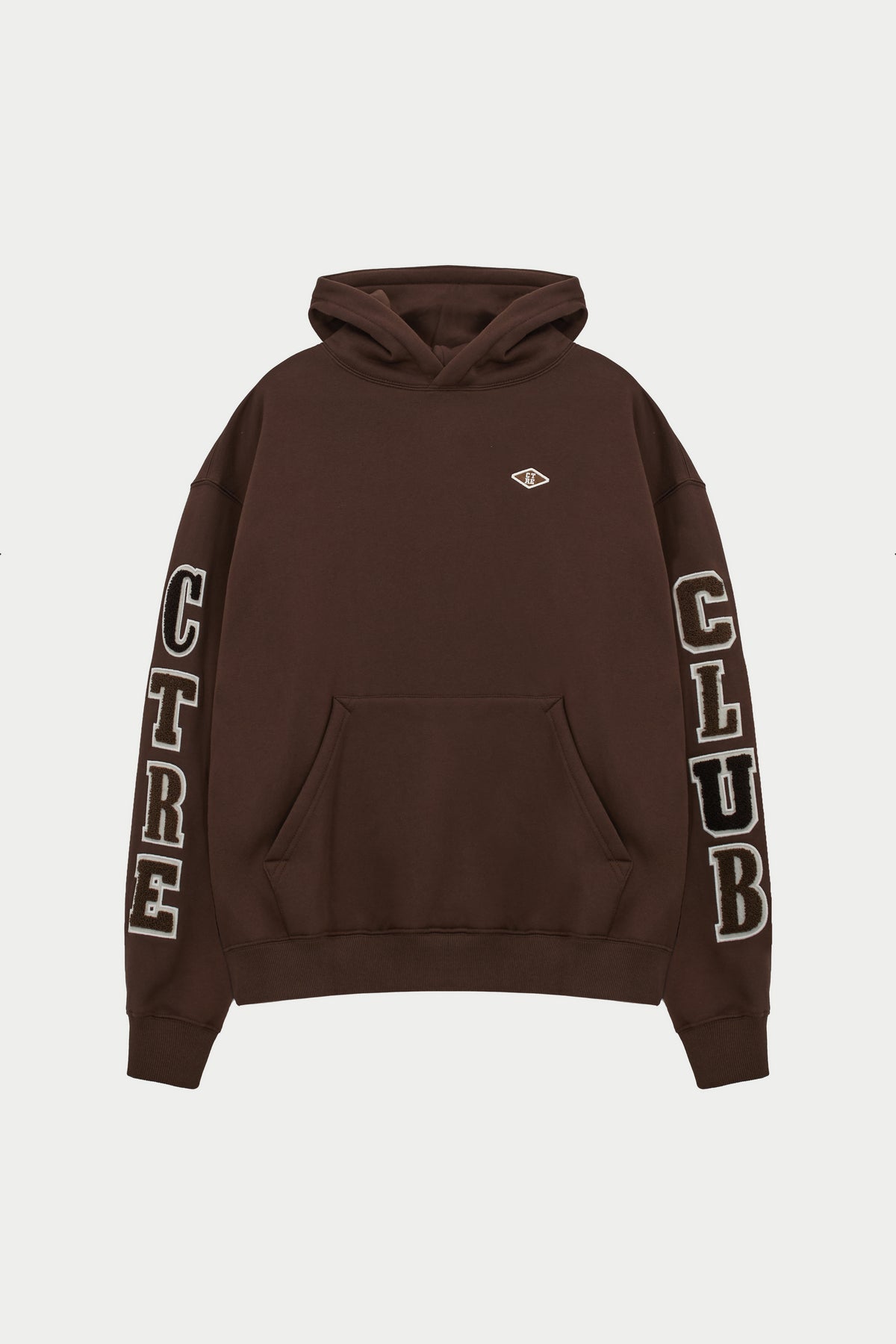 Multibadge Chenille Relaxed Hoodie - Brown
