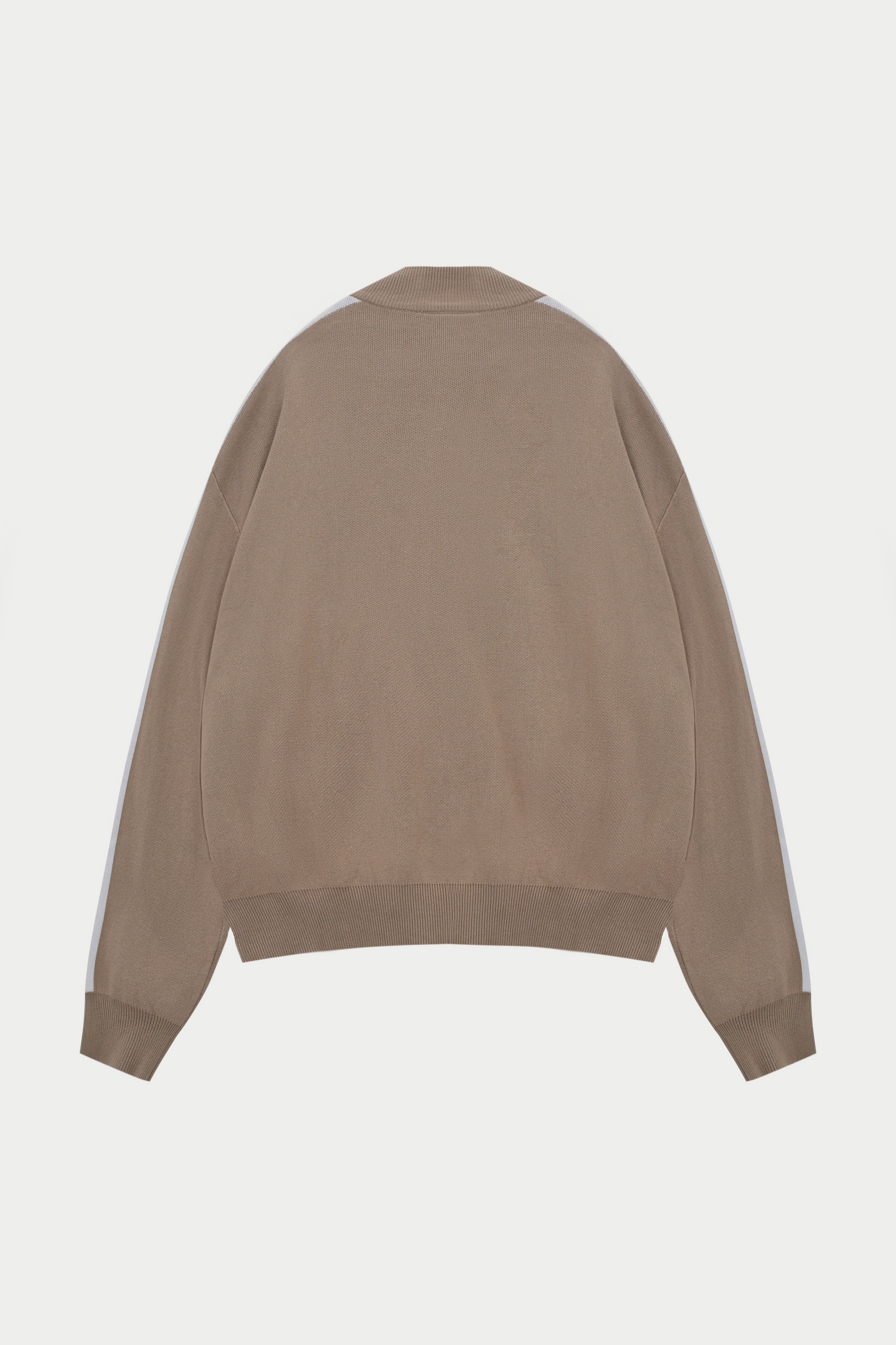 SIDE STRIPE KNITTED TRACK JACKET - BEIGE