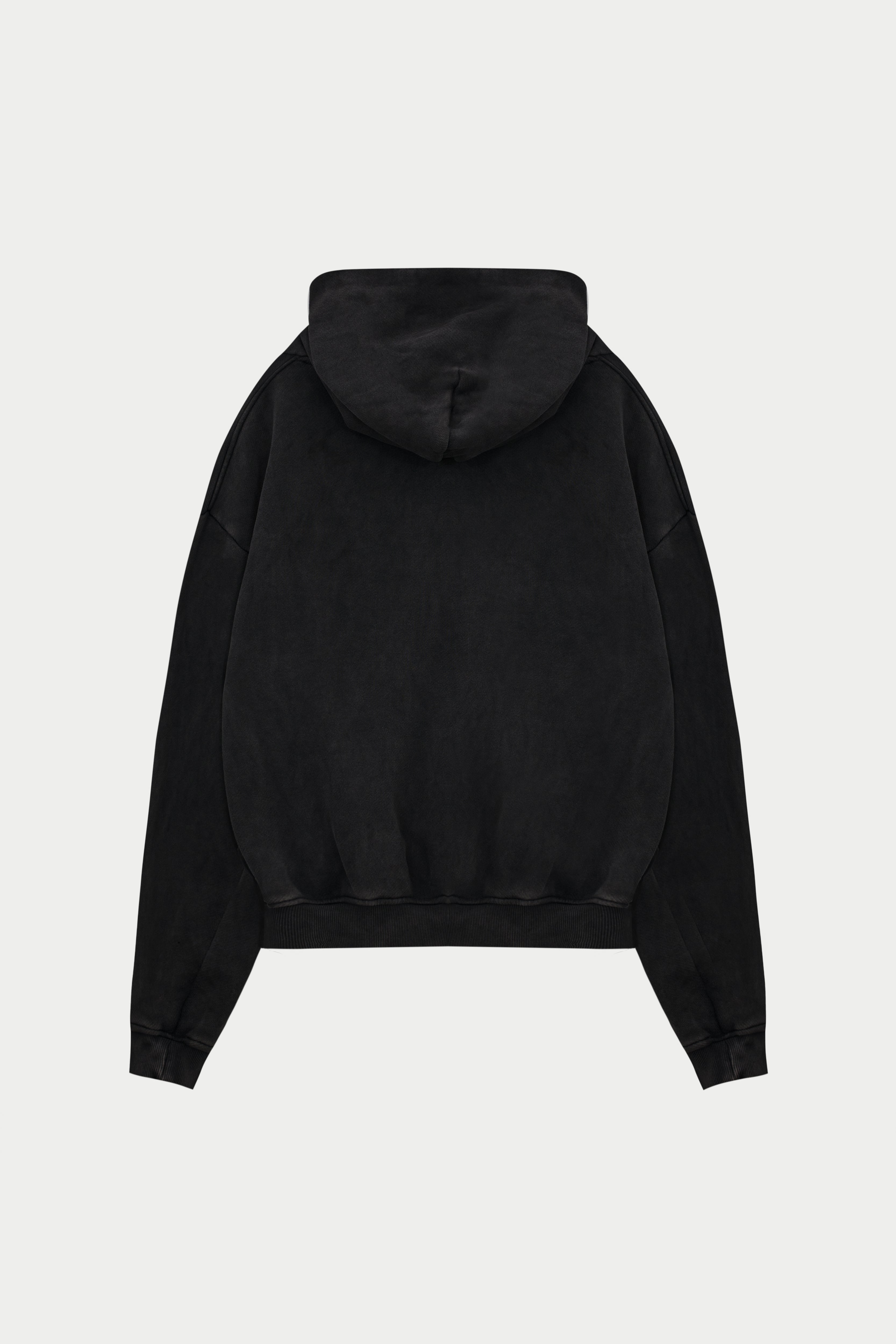 LAUNDERED CLASSICS ZIP THROUGH HOODIE - CHARCOAL