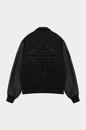 EMBLEM CHENILLE VARSITY JACKET - BLACK