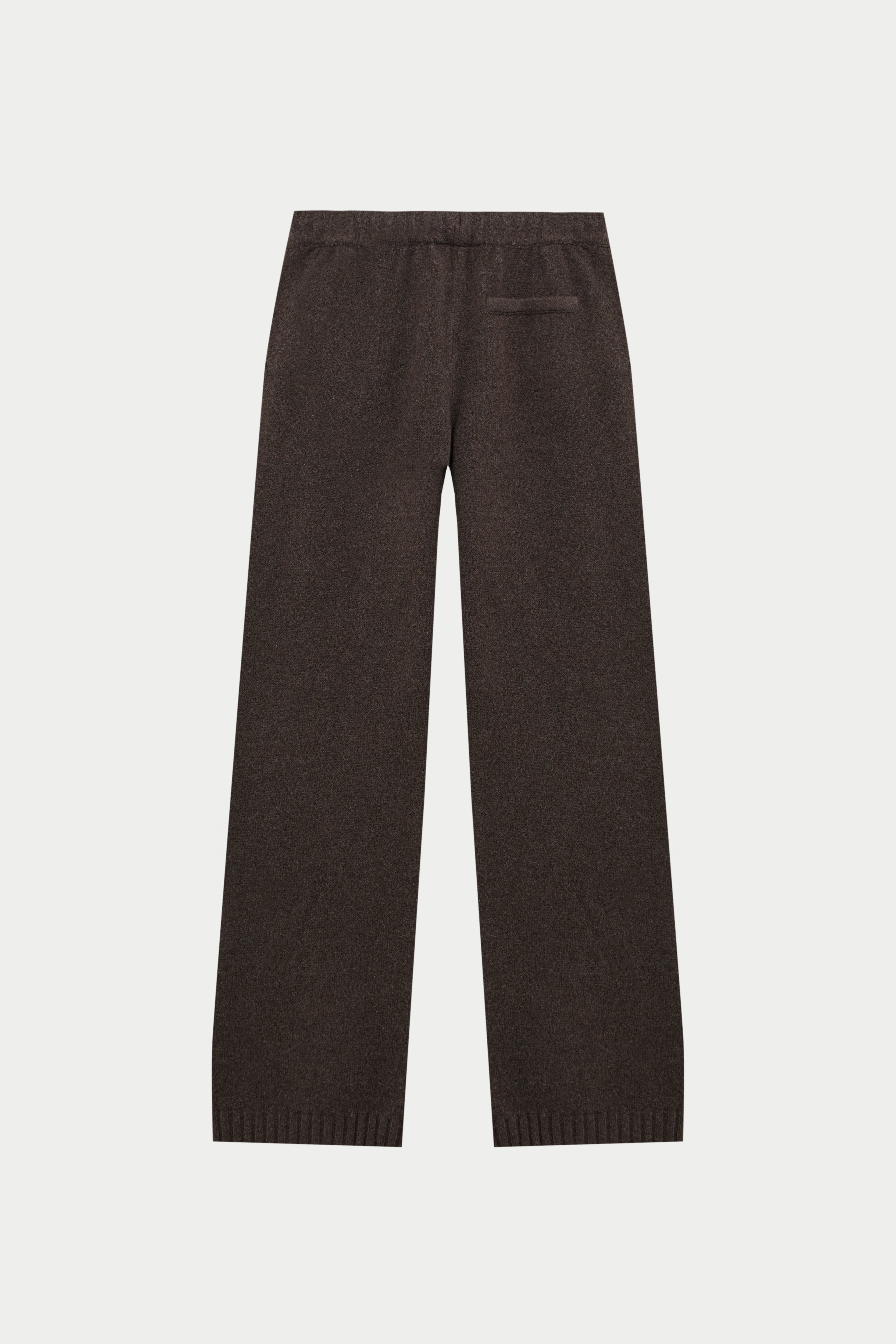 FLUFFY KNIT EMBLEM EMBROIDERED JOGGER - BROWN