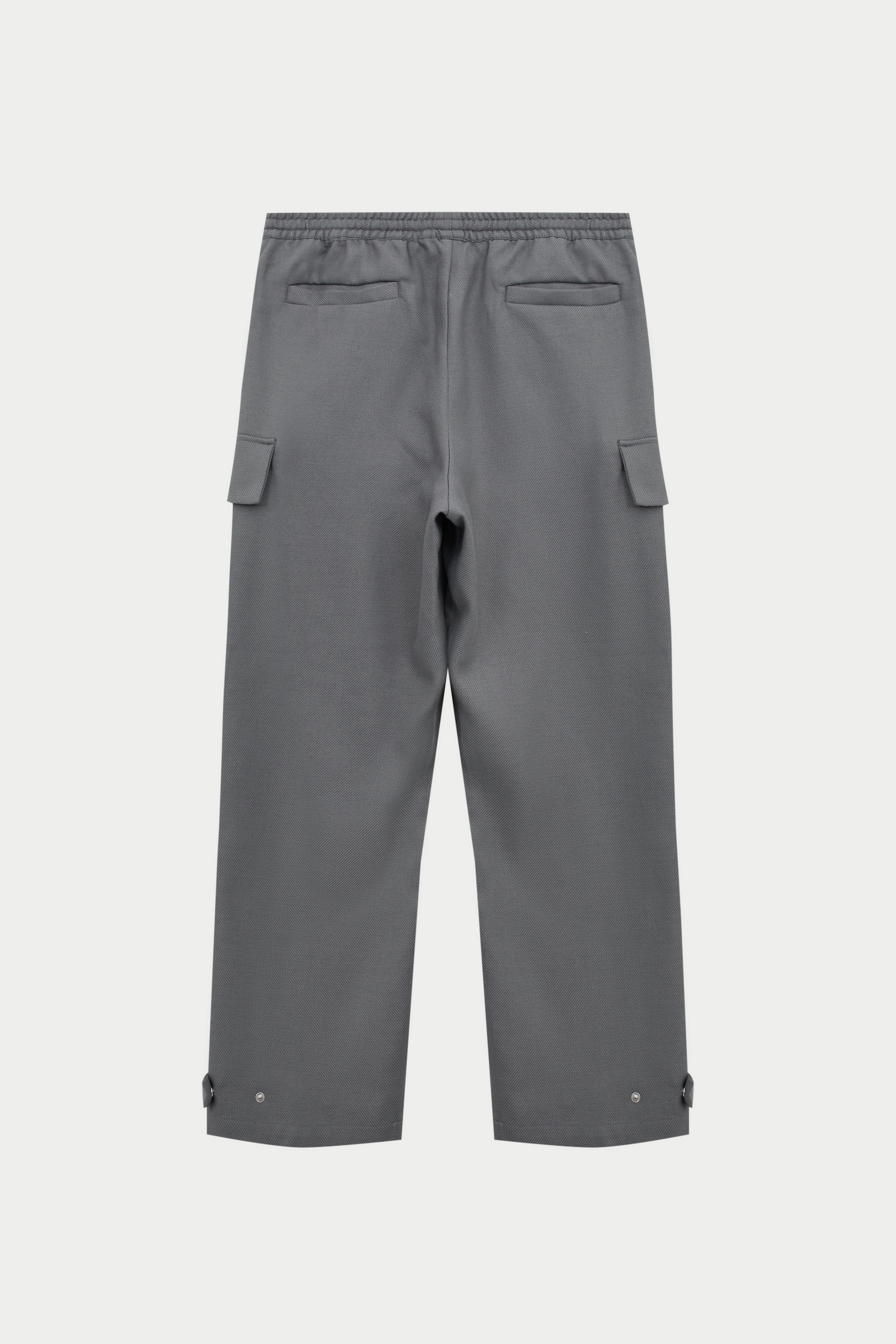 PLEATED WIDE LEG WOOL BLEND TROUSER - GREY
