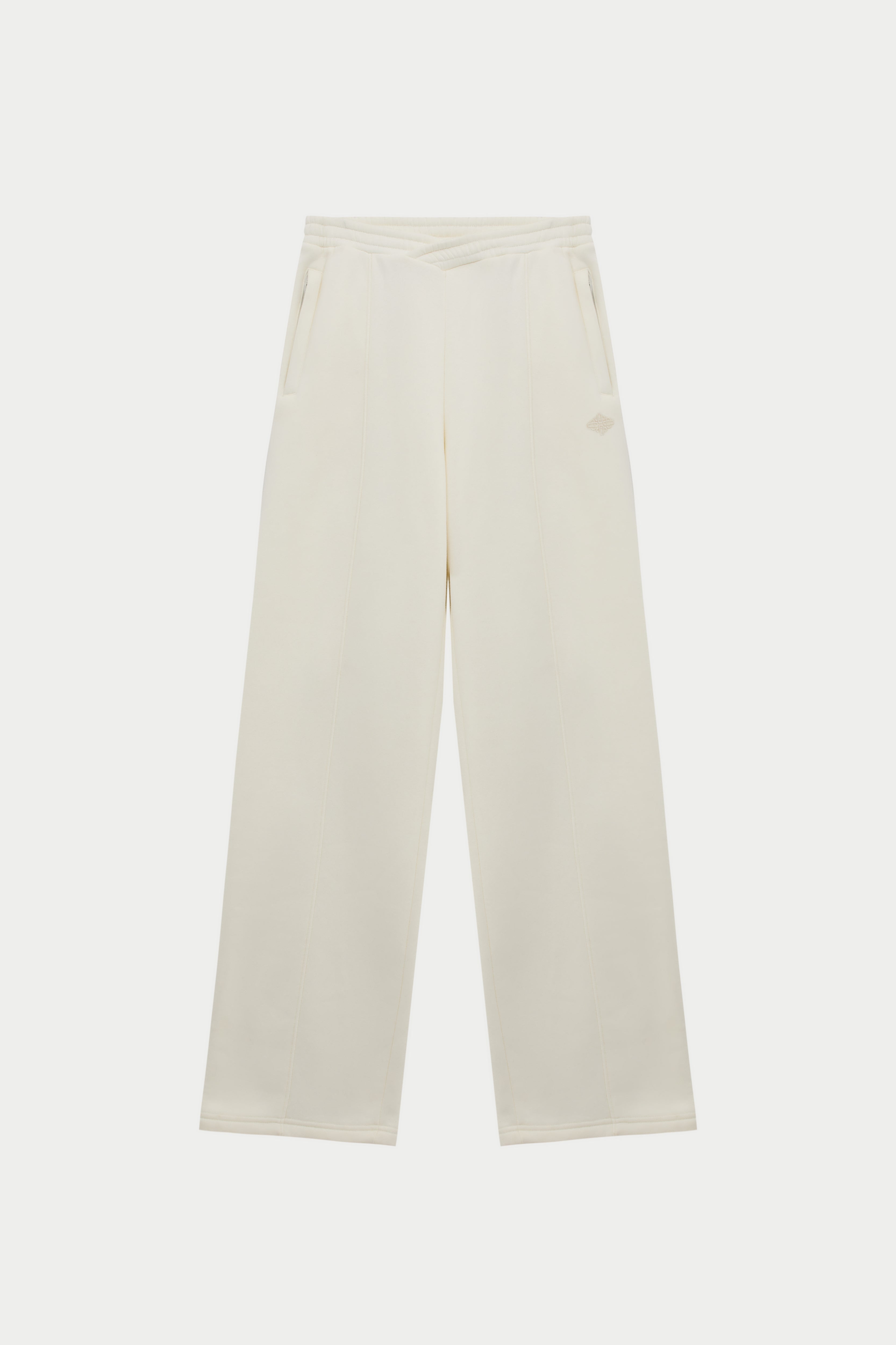SEAM DETAIL CROSSOVER WAISTBAND JOGGERS - OFF WHITE