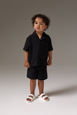 KIDS RIBBED SHORTS - BLACK