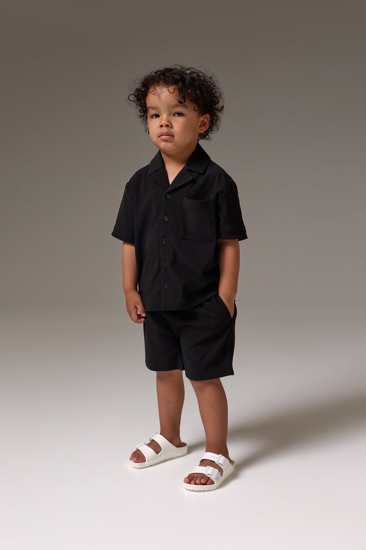 KIDS RIBBED SHORTS - BLACK
