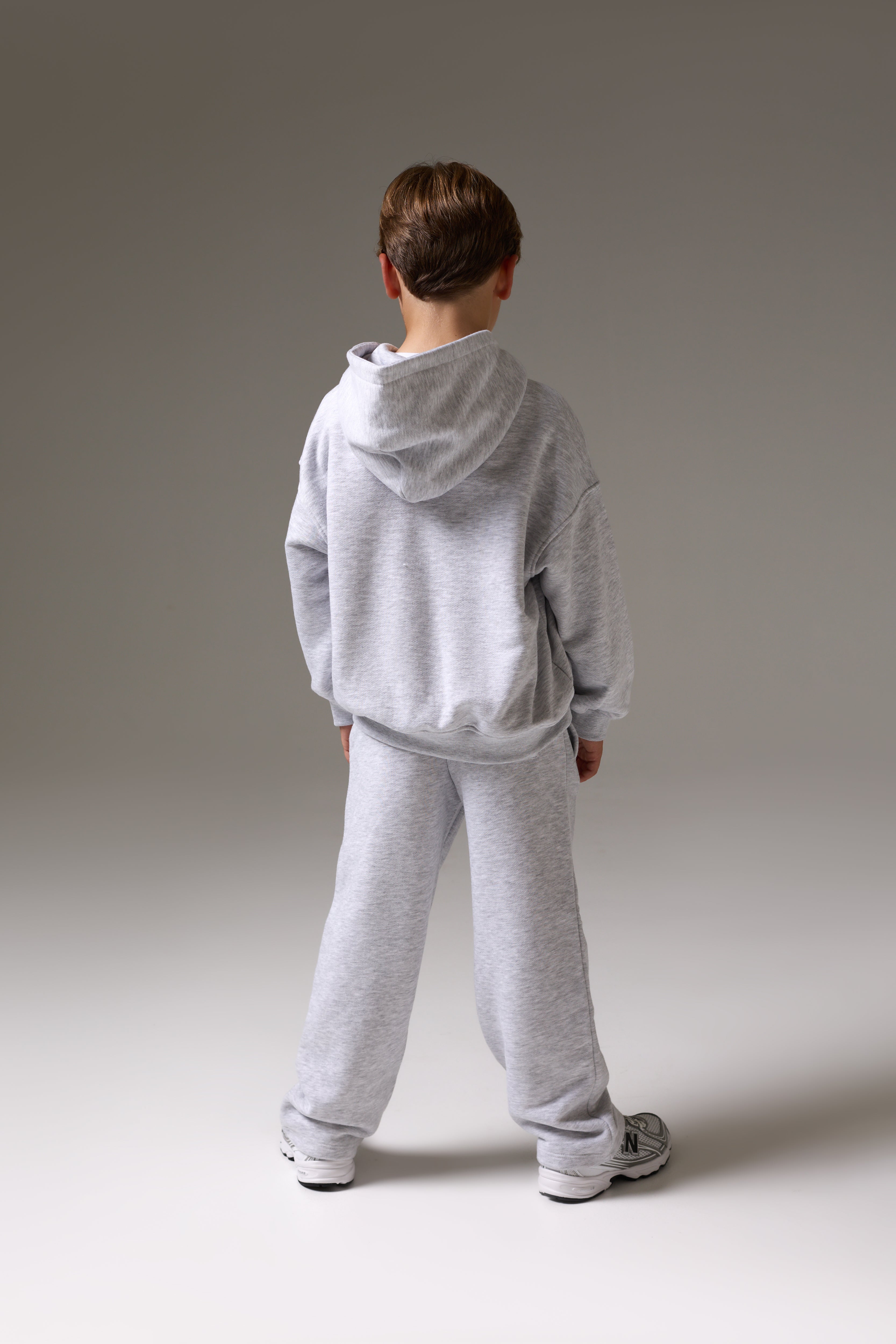 JUNIOR ZIP THROUGH EMBLEM APPLIQUE HOODIE - GREY MARL