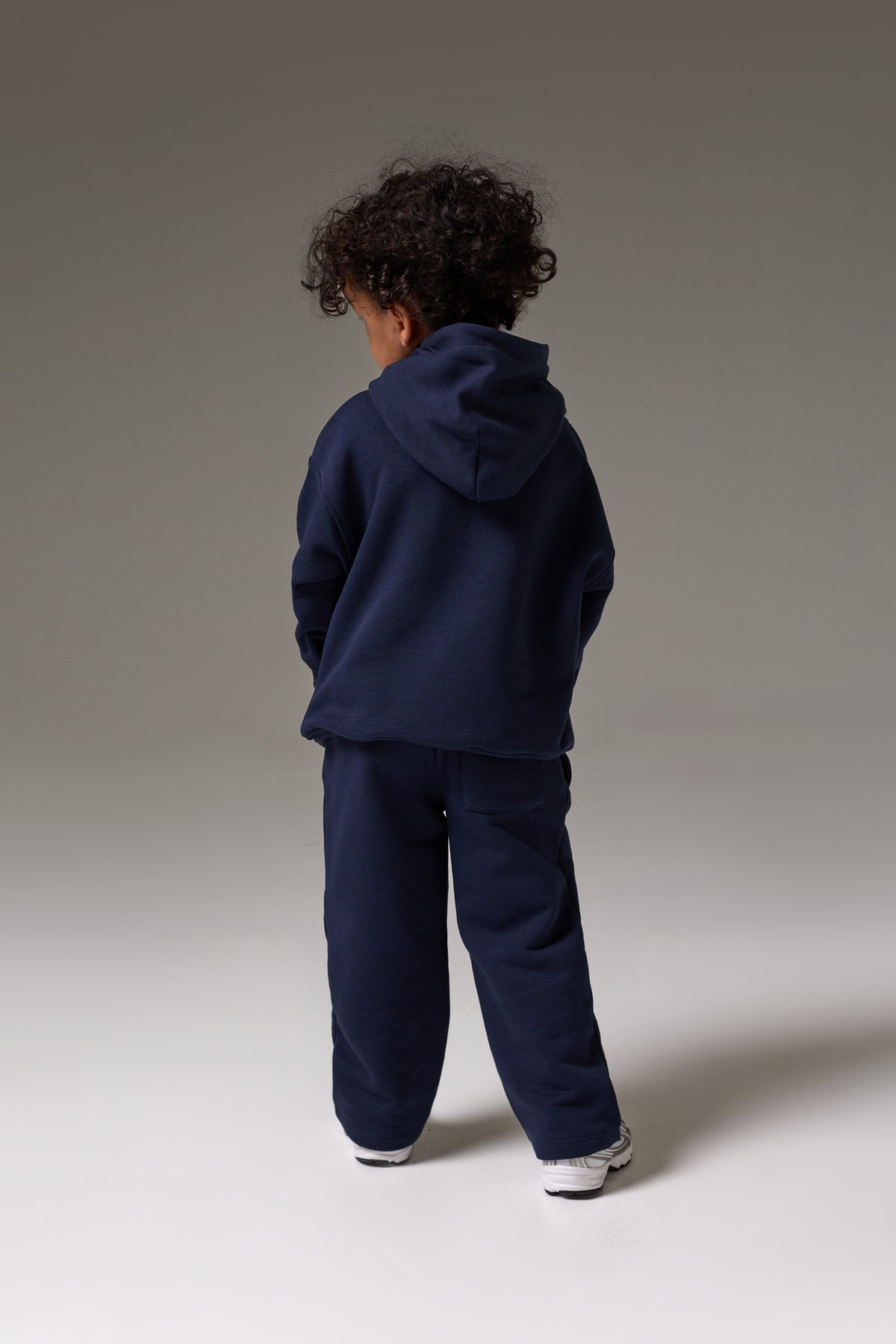 KIDS MONOGRAM EMBLEM APPLIQUE HOODIE - NAVY