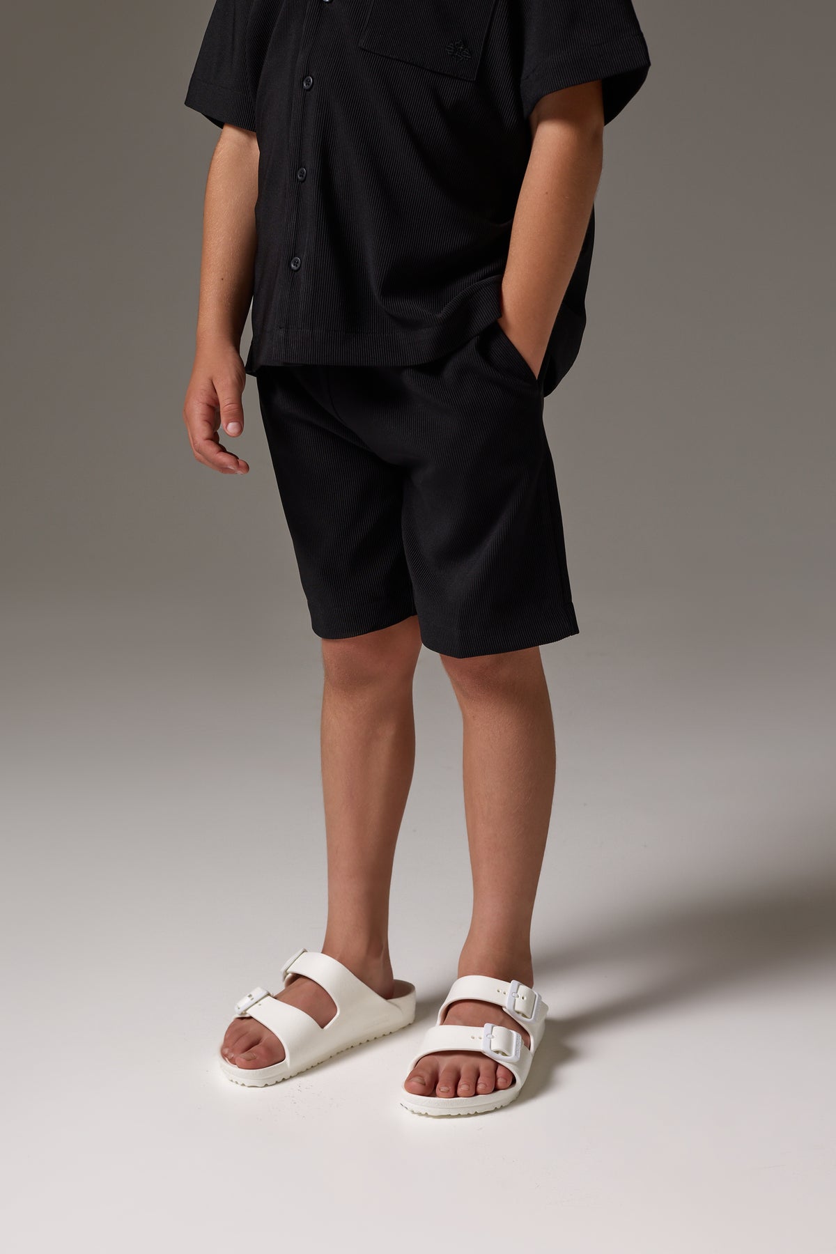 JUNIOR RIBBED SHORTS - BLACK