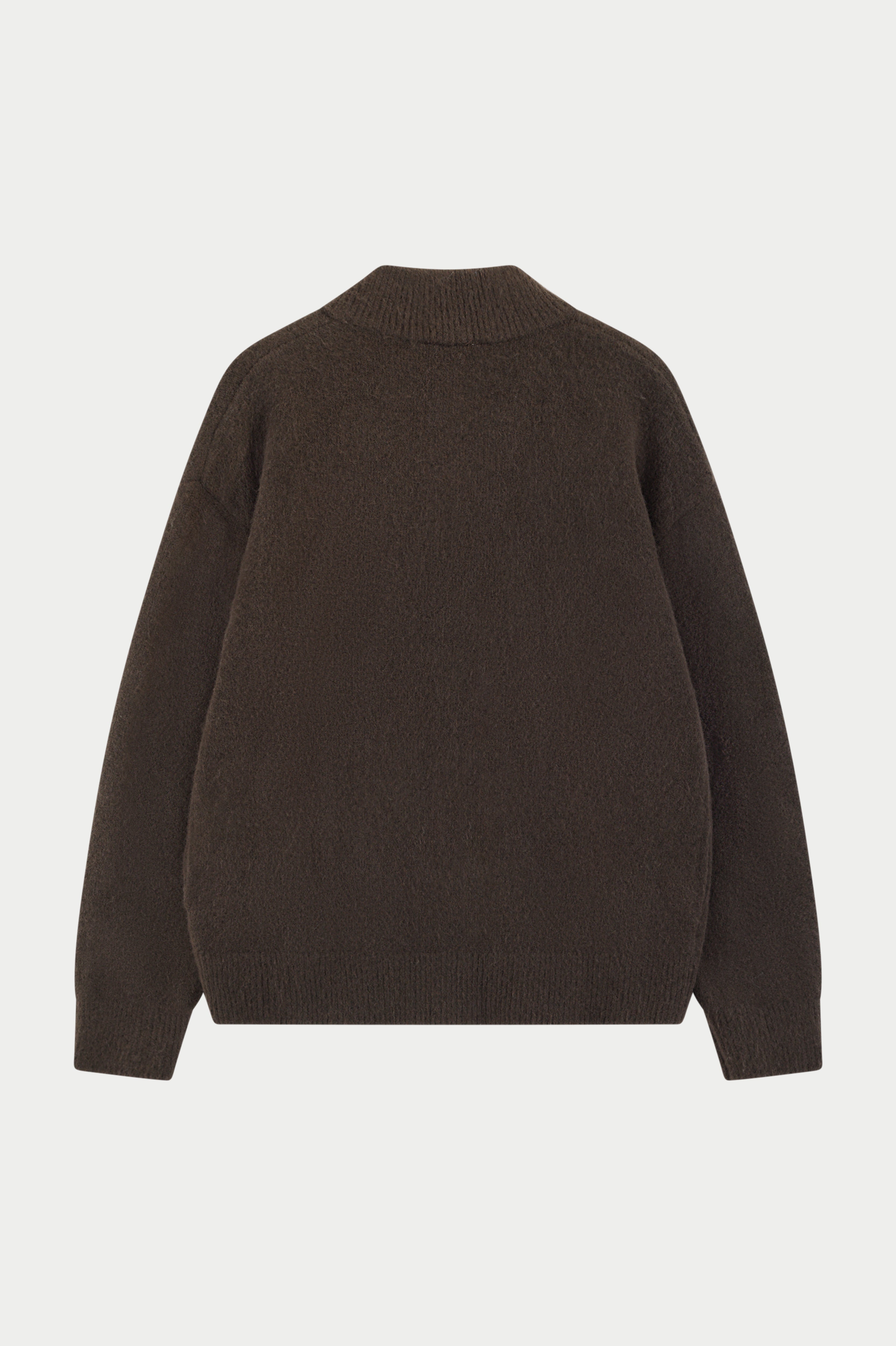 MONOGRAM FLUFFY KNIT ZIP THROUGH - BROWN