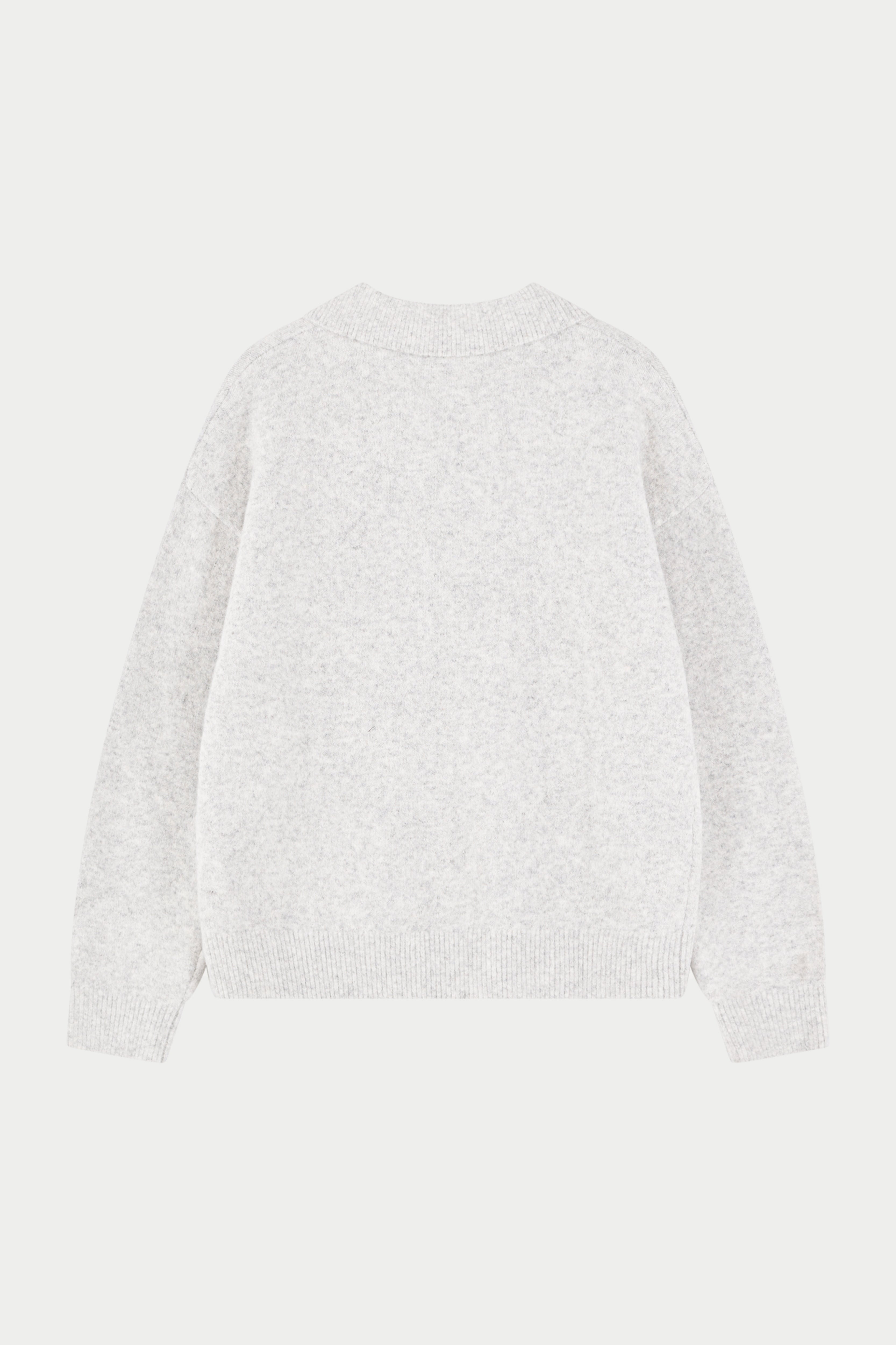 MONOGRAM FLUFFY KNIT POLO - GREY MARL