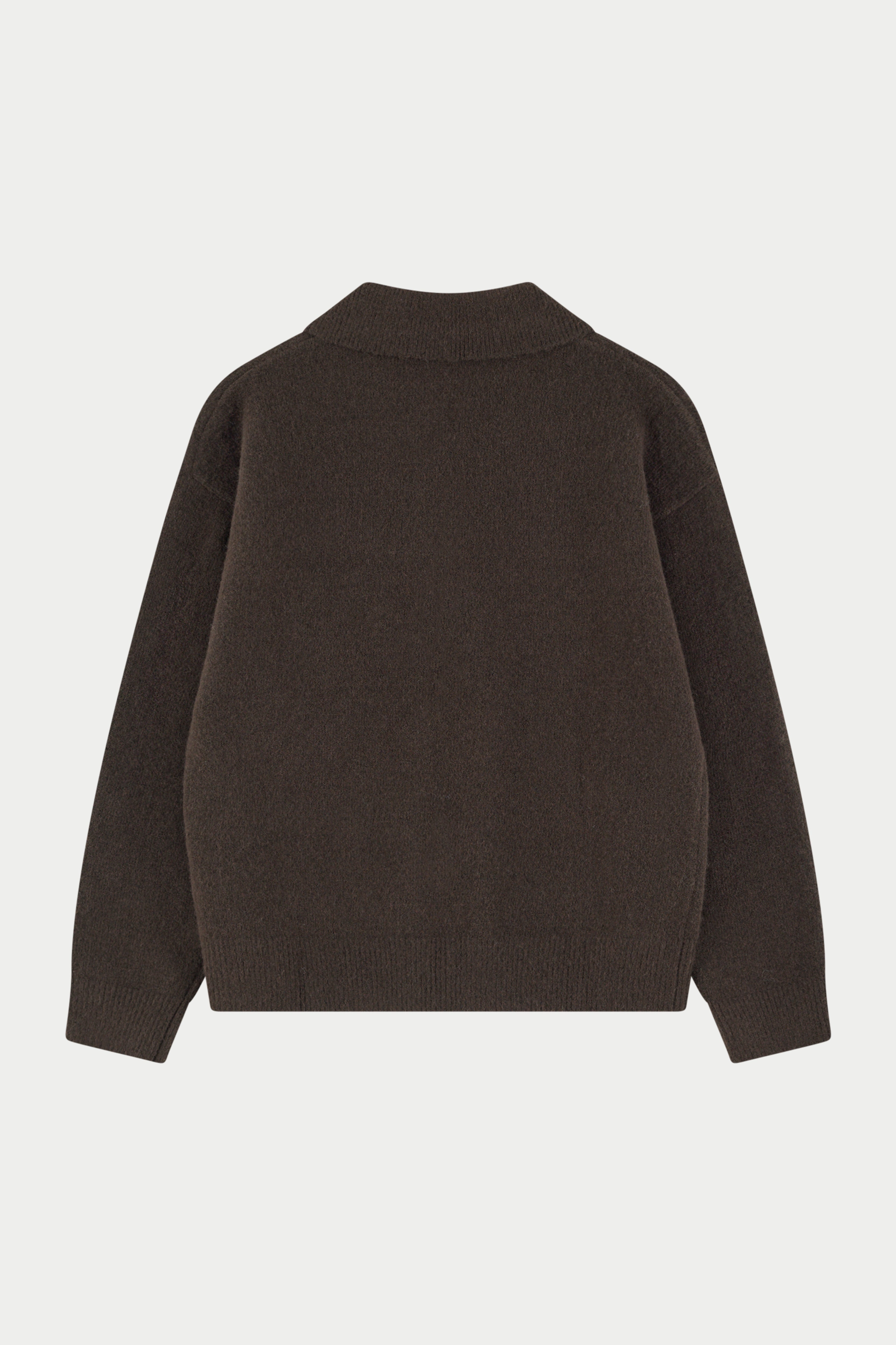 MONOGRAM FLUFFY KNIT POLO - BROWN