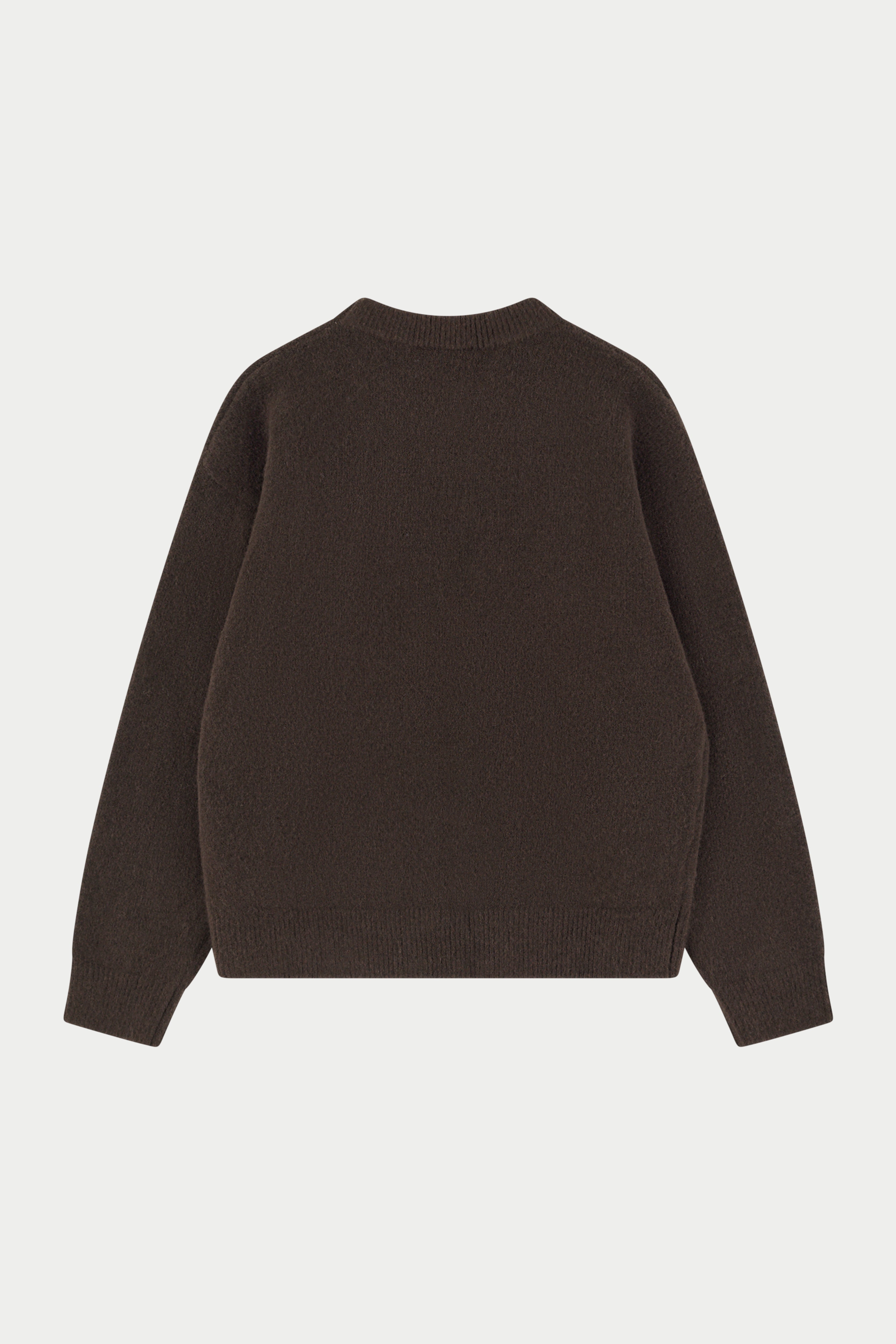 MONOGRAM FLUFFY KNIT CREW - BROWN