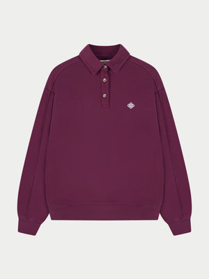 EMBLEM EMBROIDERED RUGBY POLO - PLUM
