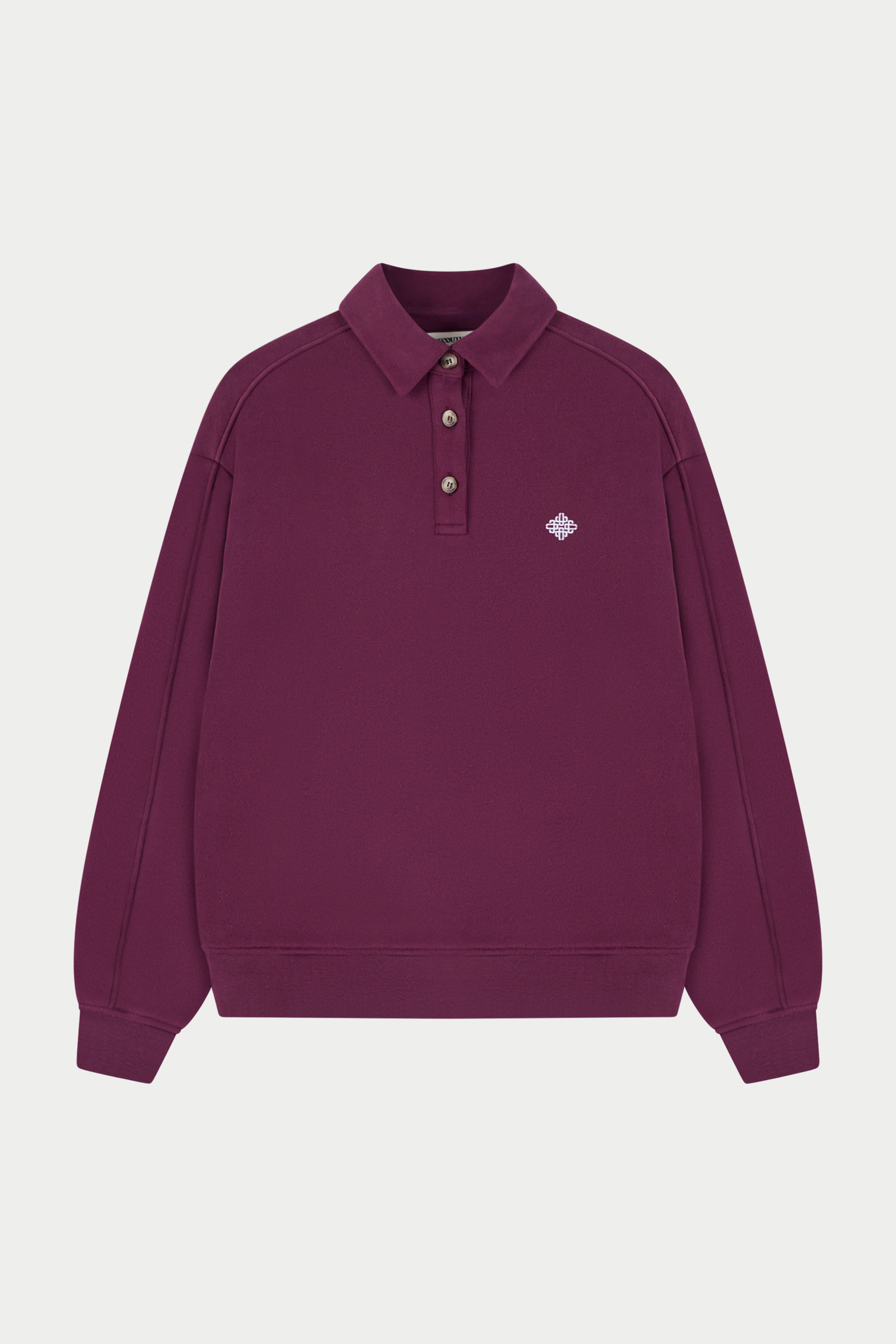 EMBLEM EMBROIDERED RUGBY POLO - PLUM