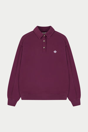 EMBLEM EMBROIDERED RUGBY POLO - PLUM