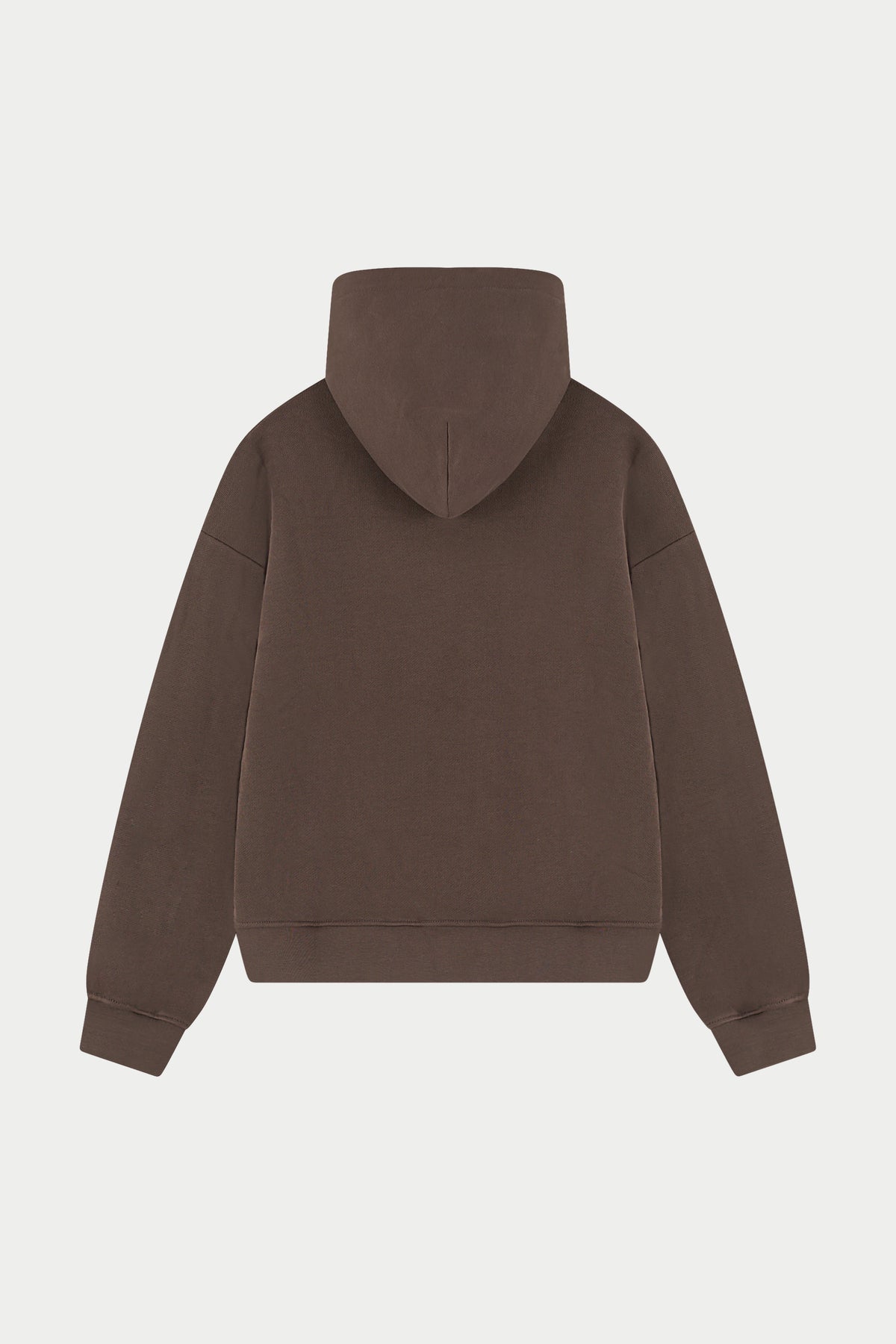 EMBROIDERED CTRE ZIP THROUGH HOODIE - CHOCOLATE