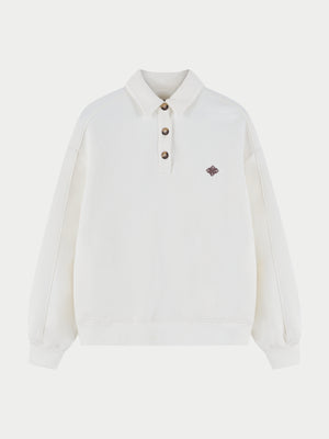 EMBLEM EMBROIDERED RUGBY POLO - BONE
