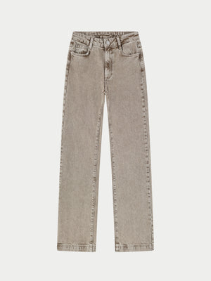 STRAIGHT LEG VINTAGE WASH JEANS - BROWN WASH