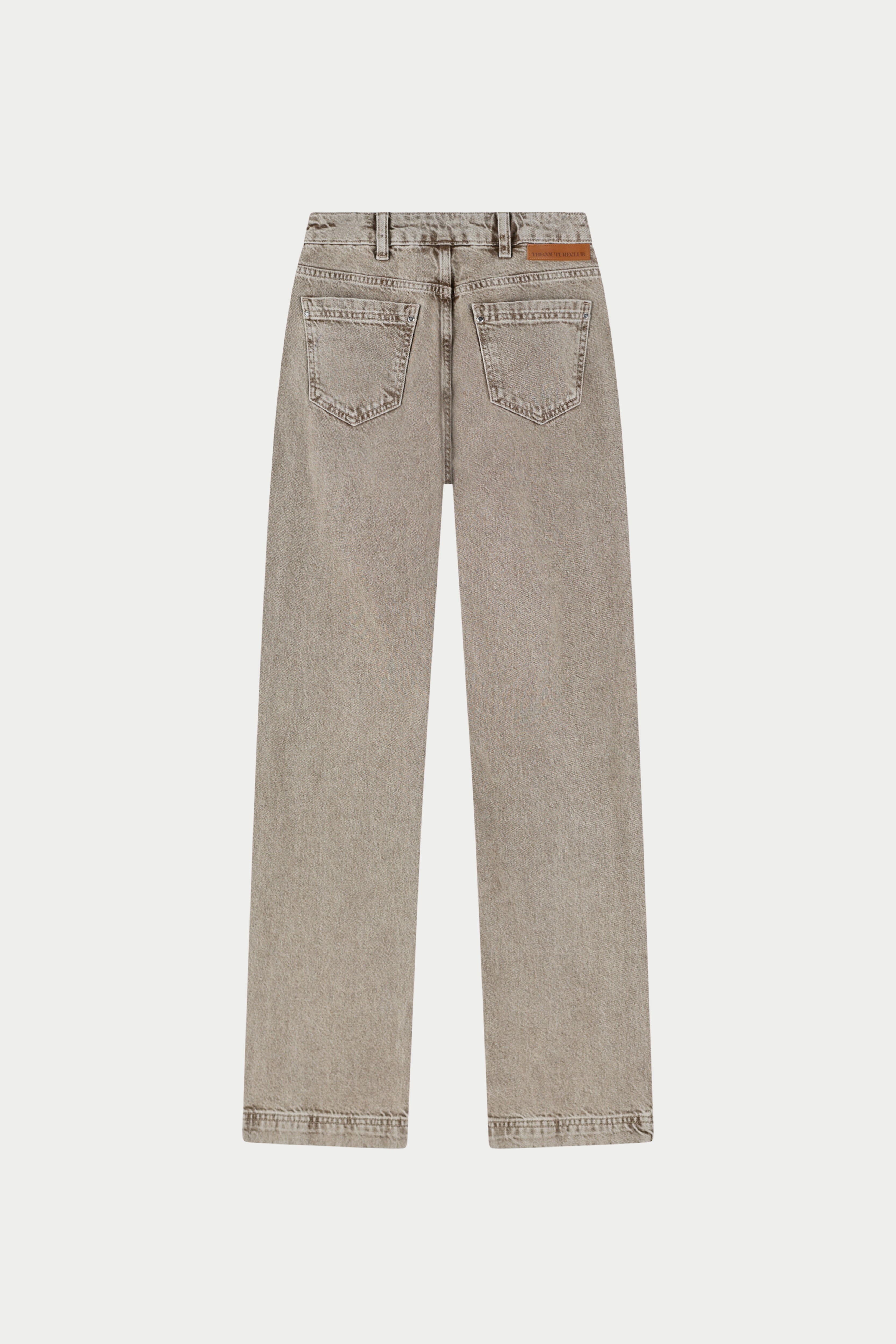 STRAIGHT LEG VINTAGE WASH JEANS - BROWN WASH