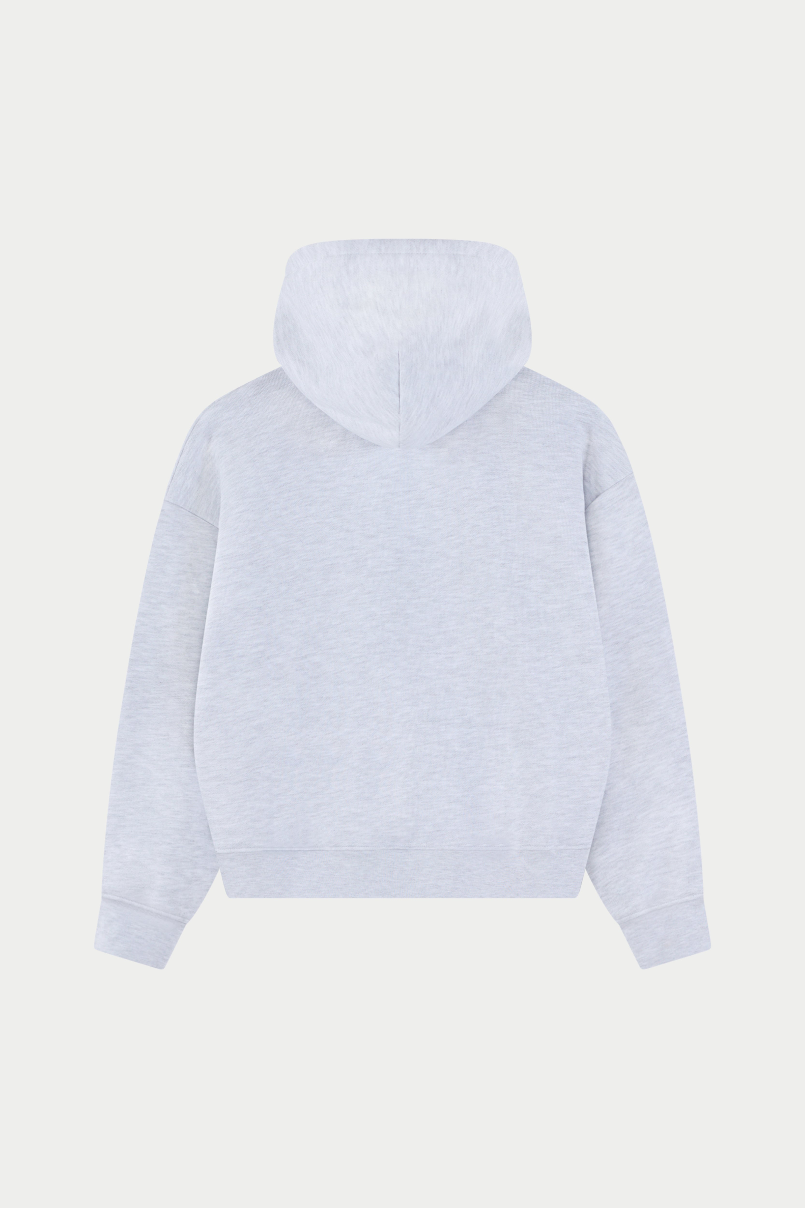 EMBROIDERED CTRE ZIP THROUGH HOODIE - GREY MARL