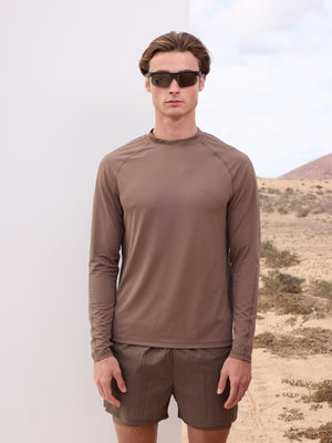 LONG SLEEVE TRAINING TOP - BROWN