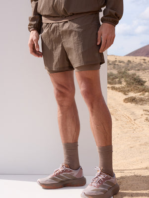 2-1 TRANSPARENT RUN SHORT - BROWN