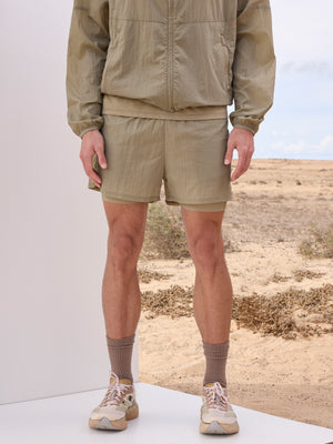 2-1 TRANSPARENT RUN SHORT - KHAKI