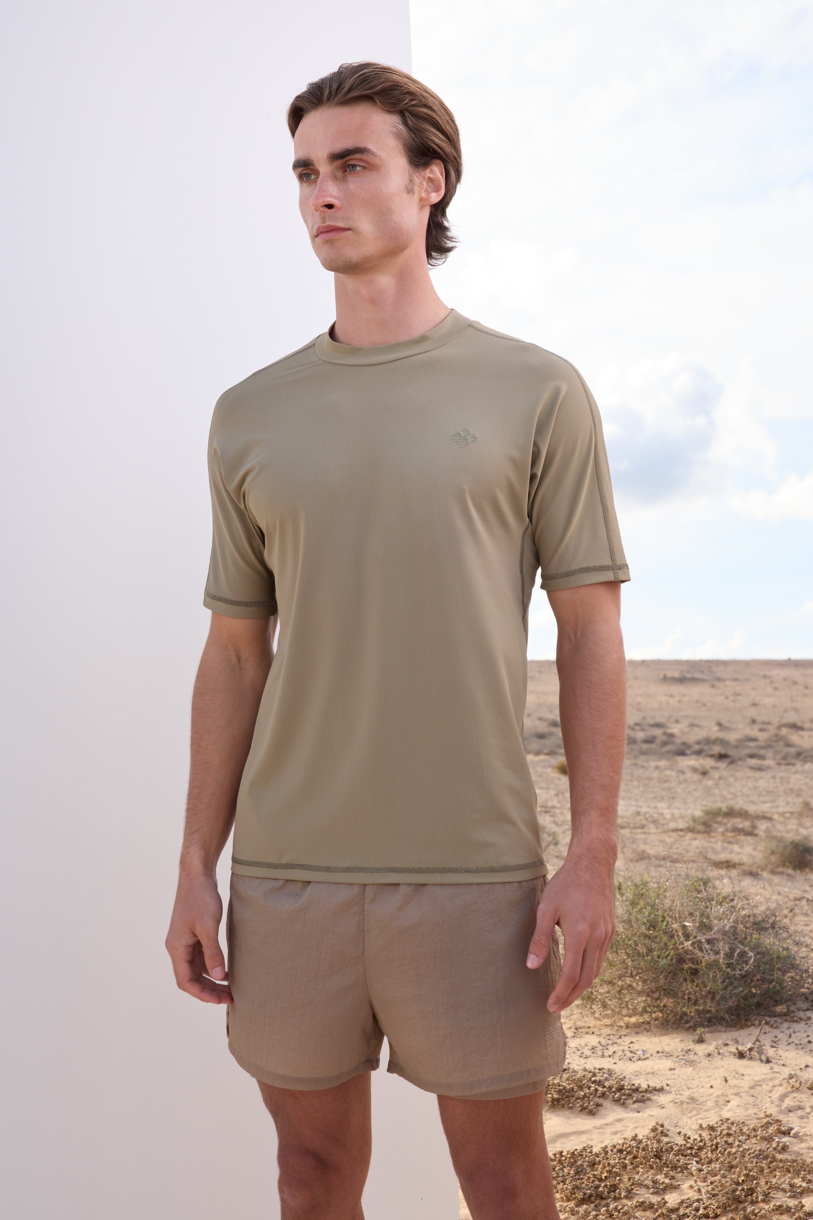 SHORT SLEEVE TRAINING TOP - KHAKI